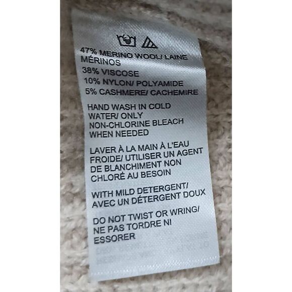 Saks fifth Avenue womens medium wool cashmere sweater turtleneck beige sand - Picture 7 of 8